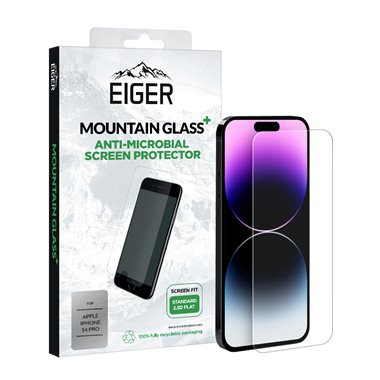 EIGER Apple iPhone 14 Pro Display-Glas antibakteriell 2.5D Eiger Mountain Glass+