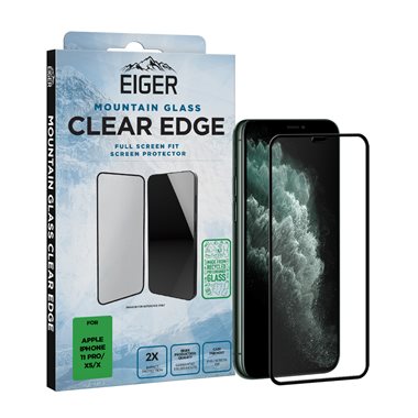 EIGER Apple iPhone 11 Pro, X, XS vollflächiger Displayschutz Mountain Glass CLEAR EDGE