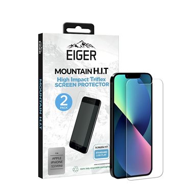 EIGER Apple iPhone 13 mini Displayschutz-Folie (2er Pack) High-Impact Tri Flex clear