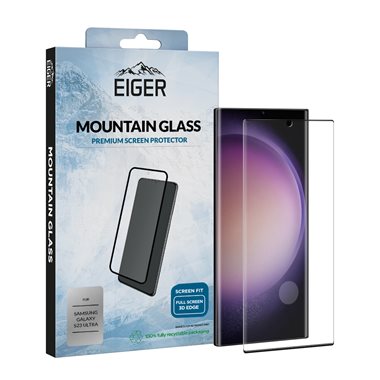EIGER Samsung Galaxy S23 Ultra 3D Glas Case friendly Mountain Glass 3D clear/black