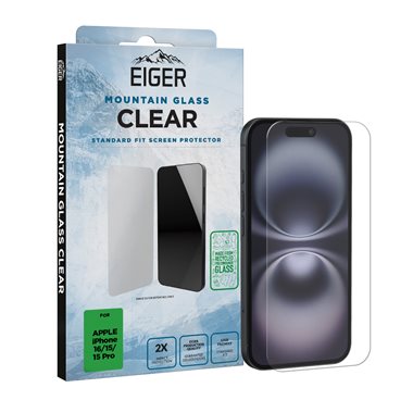 EIGER Apple iPhone 16 / 15 / 15 Pro Display-Glas Standard Fit Eiger Mountain Glass Clear