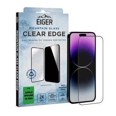 EIGER Apple iPhone 15 Pro Display-Glas Full Screen Fit Eiger Mountain Glass Clear Edge