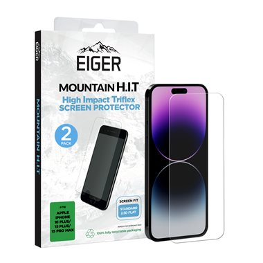 EIGER Apple iPhone 16 Plus / 15 Plus / 15 Pro Max Display-Folie (2er-Pack) Eiger Mountain H.I.T Clear