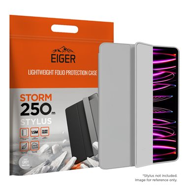 EIGER Apple iPad Pro 11 (18/20/21/22) Folio-Case mit Stylus-Halterung grau Eiger Storm 250m Stylus Case Grey