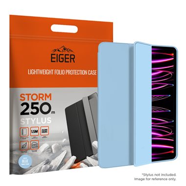 EIGER Apple iPad Pro 12.9 (2018/2020/2021/2022) Folio-Case mit Stylus-Halterung schwarz Eiger Storm 250m Stylus Case Light Blue